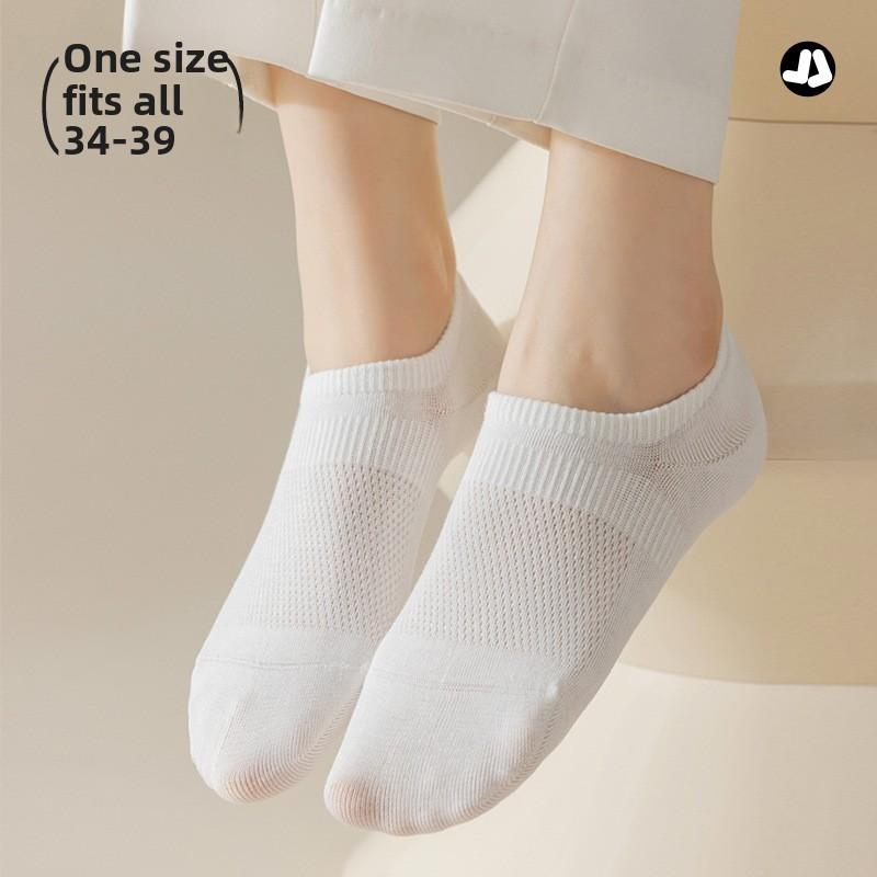 5 Pairs of Female Summer Pure Cotton Deodorant Mesh Thin Style Breathable Boneless Invisible Boat Socks