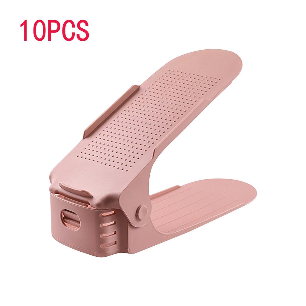 10 Stück Verstellbarer Doppelschicht-Schuhständer verdickt und platzsparend Schuhaufbewahrungsregal mit flachem Boden Stiefelaufbewahrung Schuhregal