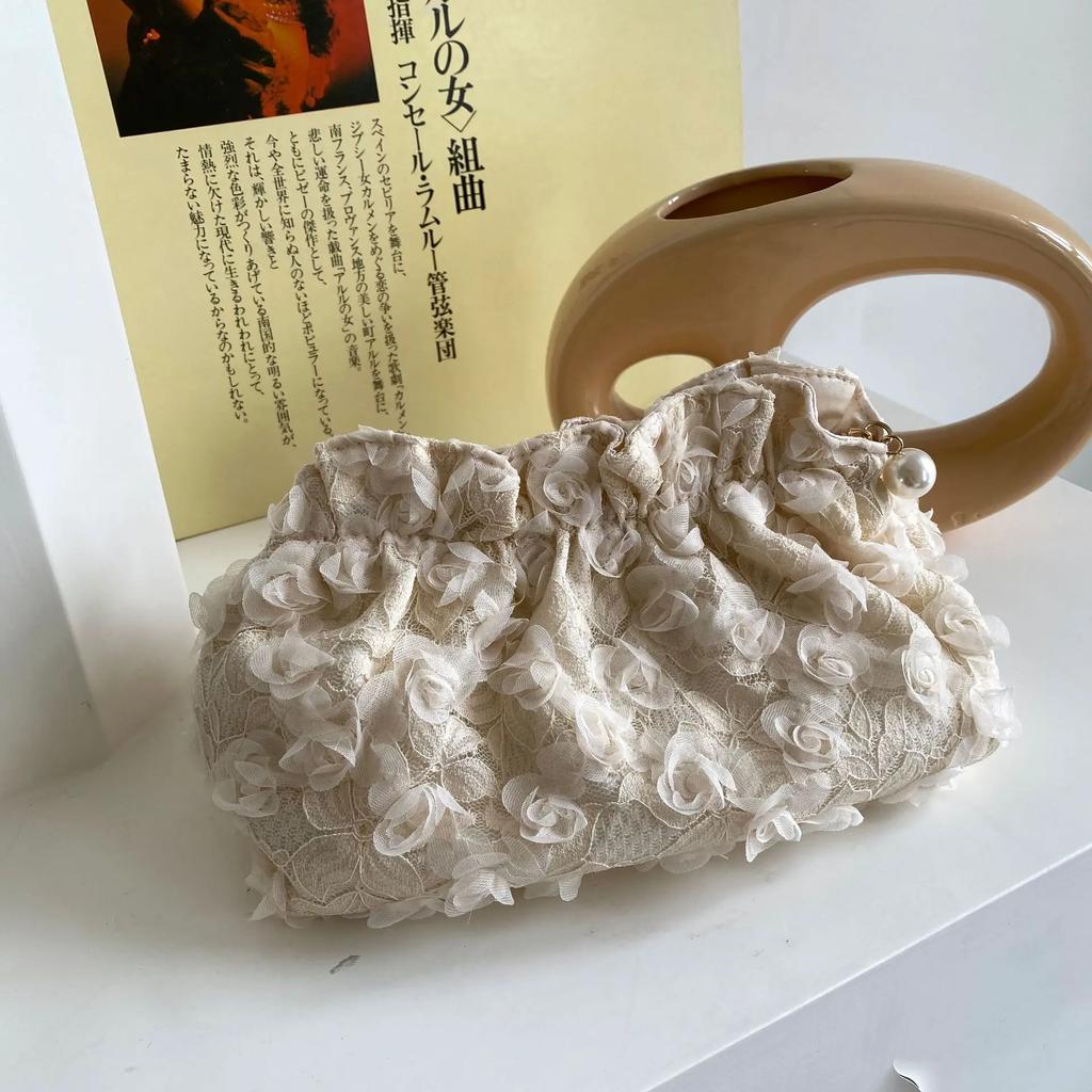 Purse Women Handbag Lace Vintage Hollow Out Casual Solid Zipper Girls Bag Cosmetic Bag