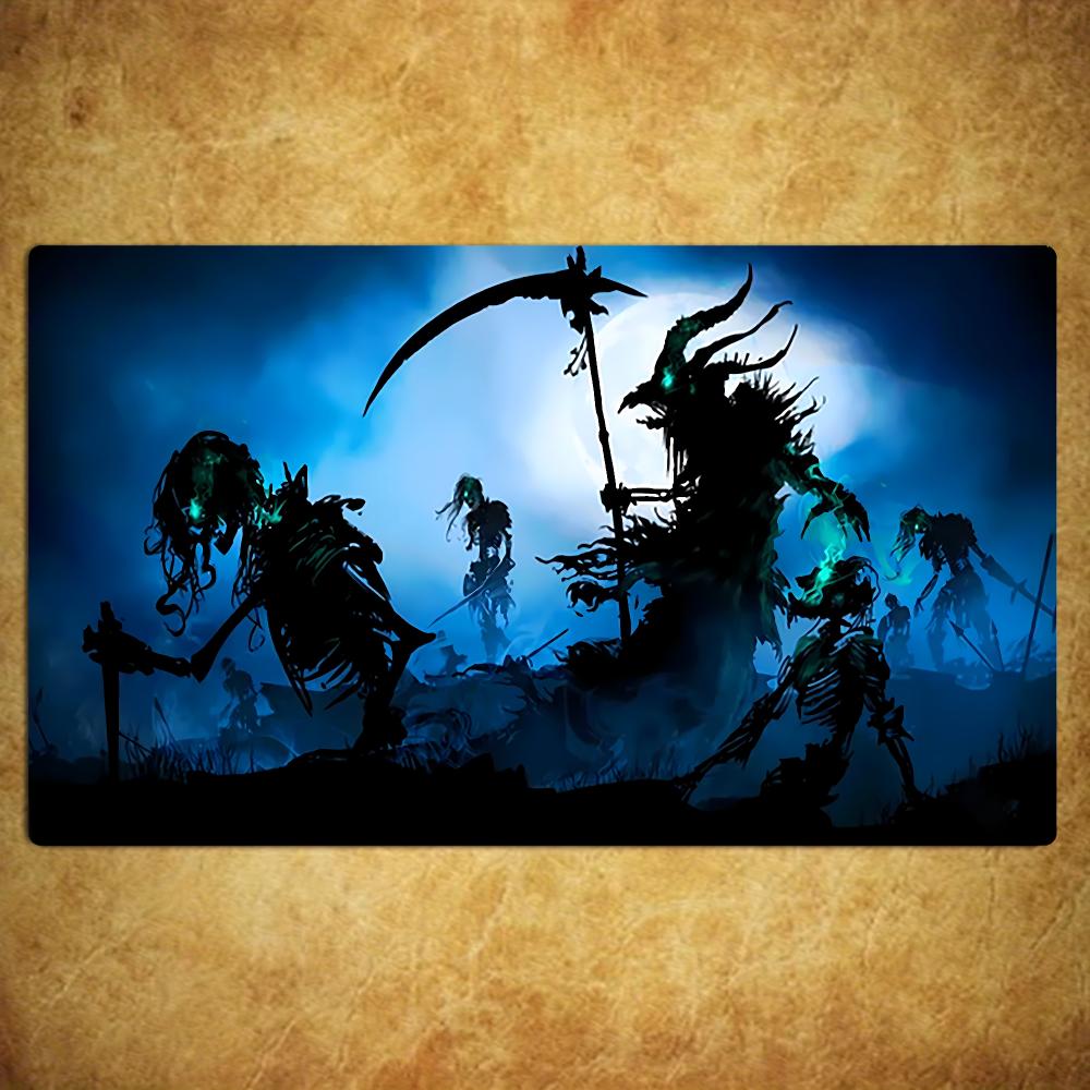 Skeleton Mage Staff Mouse Pad Card Playmat Stitched with Magic Zones Game Mats for MTG/TCG Card Battle Commander Gaming Mat