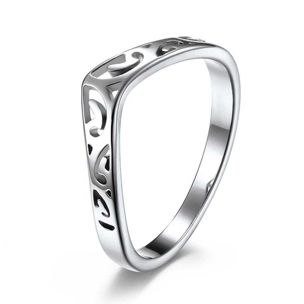 Heart Shaped Celtic Knot Hollow Women s Ring Rings Stainless Steel Non-Fading Hand Jewelry 5 серебряный