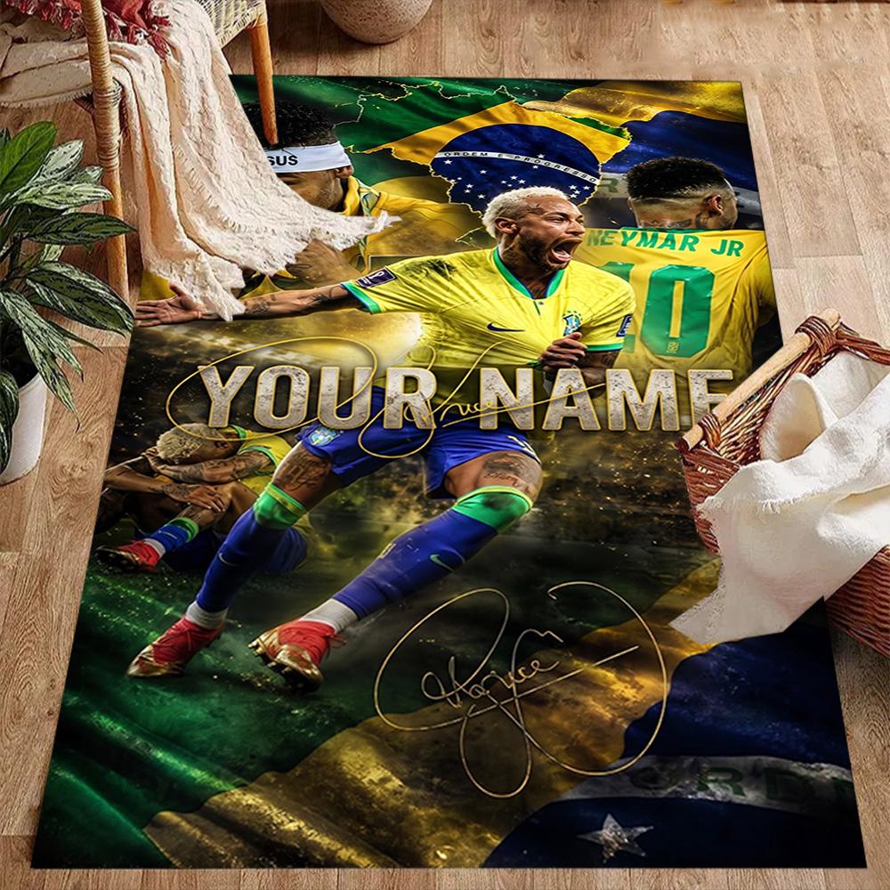 Poster Neymar Energy Tappetino Personalizzato con Nome per Corridoio, Stanze dei Giochi, Dormitorio, Sala Giochi, Tappeto Antiscivolo, Decorazione per Uffici, Regalo per Festival