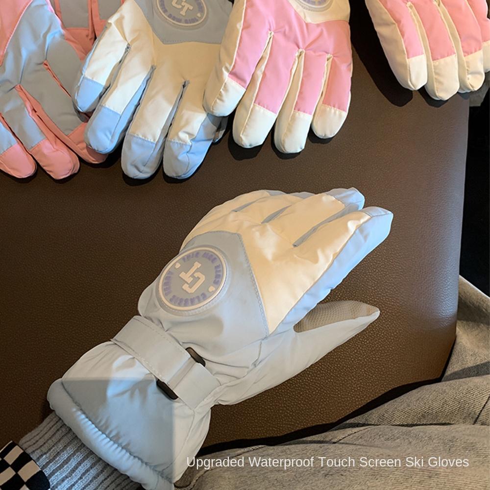 Cute Thickened Riding Gloves Windproof Cold Proof Full Finger Gloves Skiing Gloves Anti-slip Touchscreen Gloves Outdoor