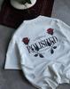 Koszulka z Graficzną Różą Vintage, Koszulka Streetwear, Minimalistyczne Logo z Przodu, Nadruk z Tyłu Moda