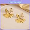 Ginkgo Leaf Earrings For Women Stainless Steel Elegant Jewelry Gift