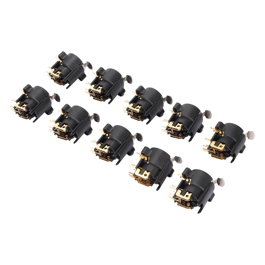 10pcs XLR Female Jack Socket Connector 6.5mm Panel Mount Socket Connector for AV Equipment Car