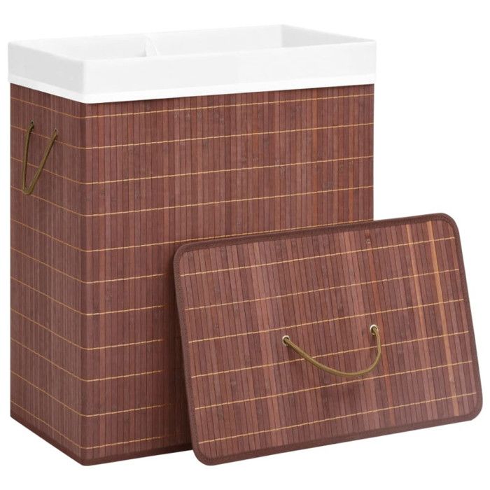 VidaXL Laundry Basket with 2 Sections Brown Bamboo 100 L 320748