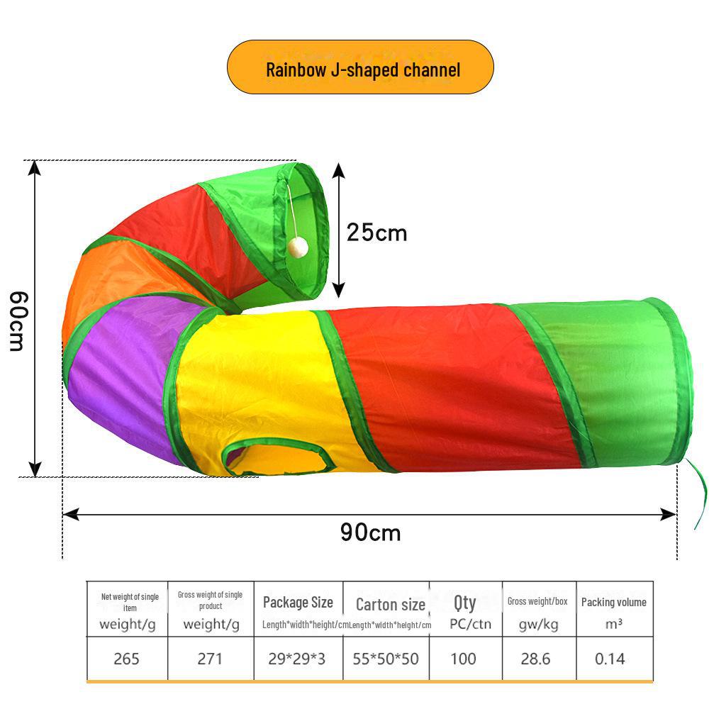 Rainbow Cat Tunnel Toy – Interactive Pet Play Tube
