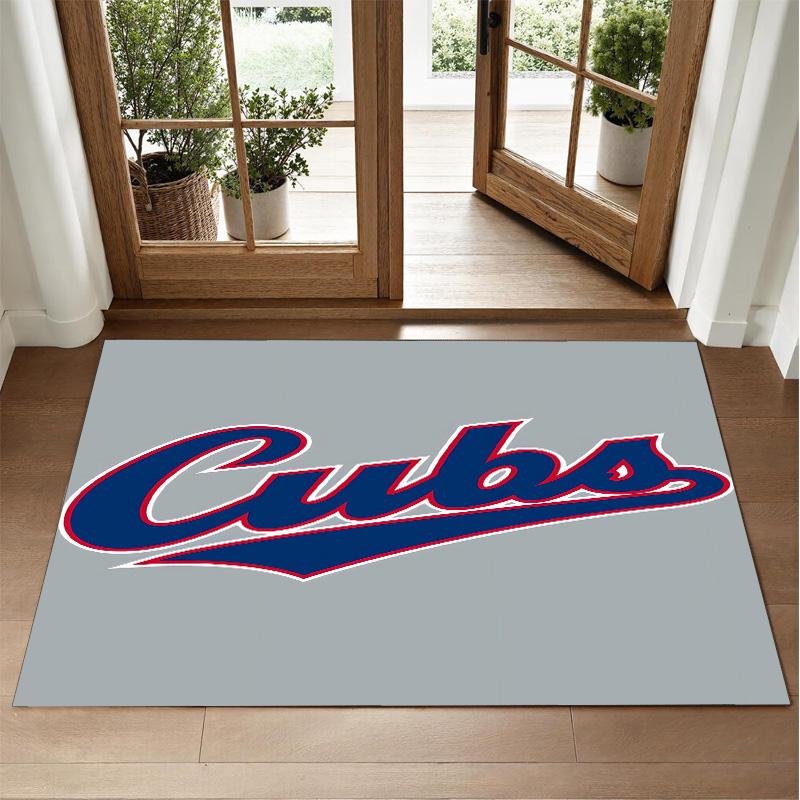 Chicago Cubs Design Crystal Velvet Rug Soft Decorative Mat for Bedroom Entrance