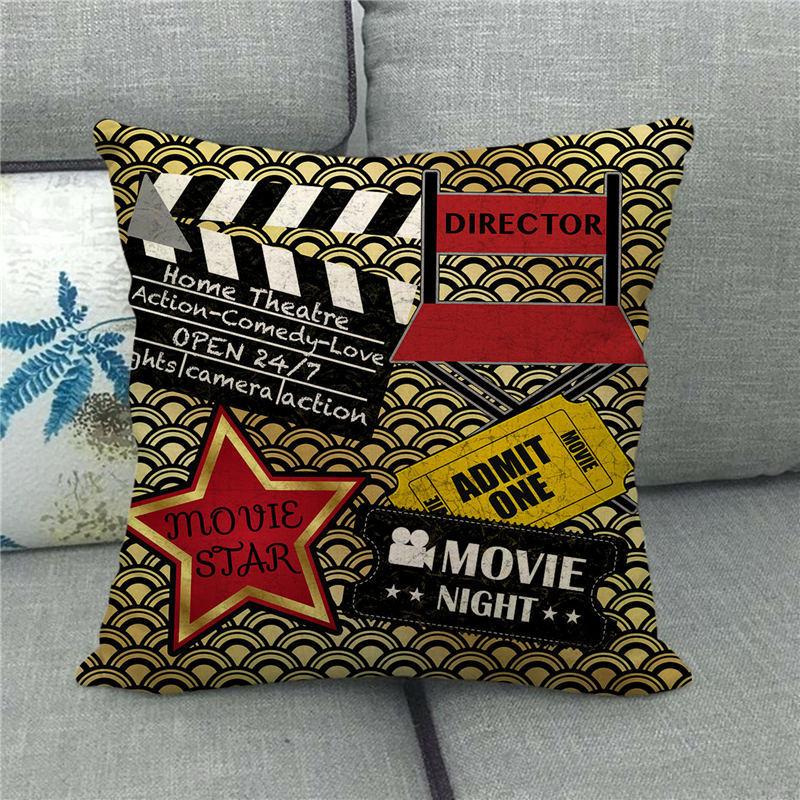 Home Decor Movie Themed Clapperboard Pattern Pillowcase Pattern Cushion Cover Suitable for Sofa Bedroom Car Pillow Cover