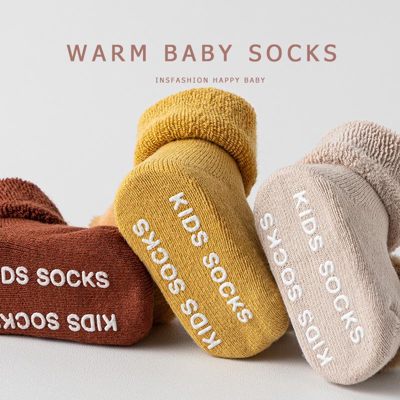 Kuschelige, mit Baumwollfleece gefütterte Babysocken für 0-3 Jahre - Warmer Frottee, Wadenlang, Herbst/Winter