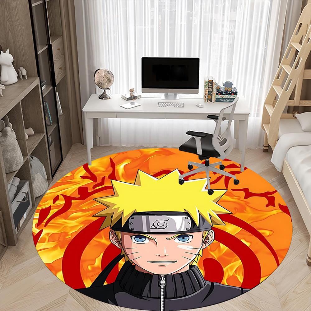 Naruto Flame Office Round Area Rug, Under Office Chairs Bedroom Living Room Home Decor A1022150