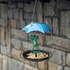 Solar Bird Feeder LED Light Outdoor Bird Feeder Frog or Dwarf Holding Umbrella Bird Feeder for Garden Backyard Decoration