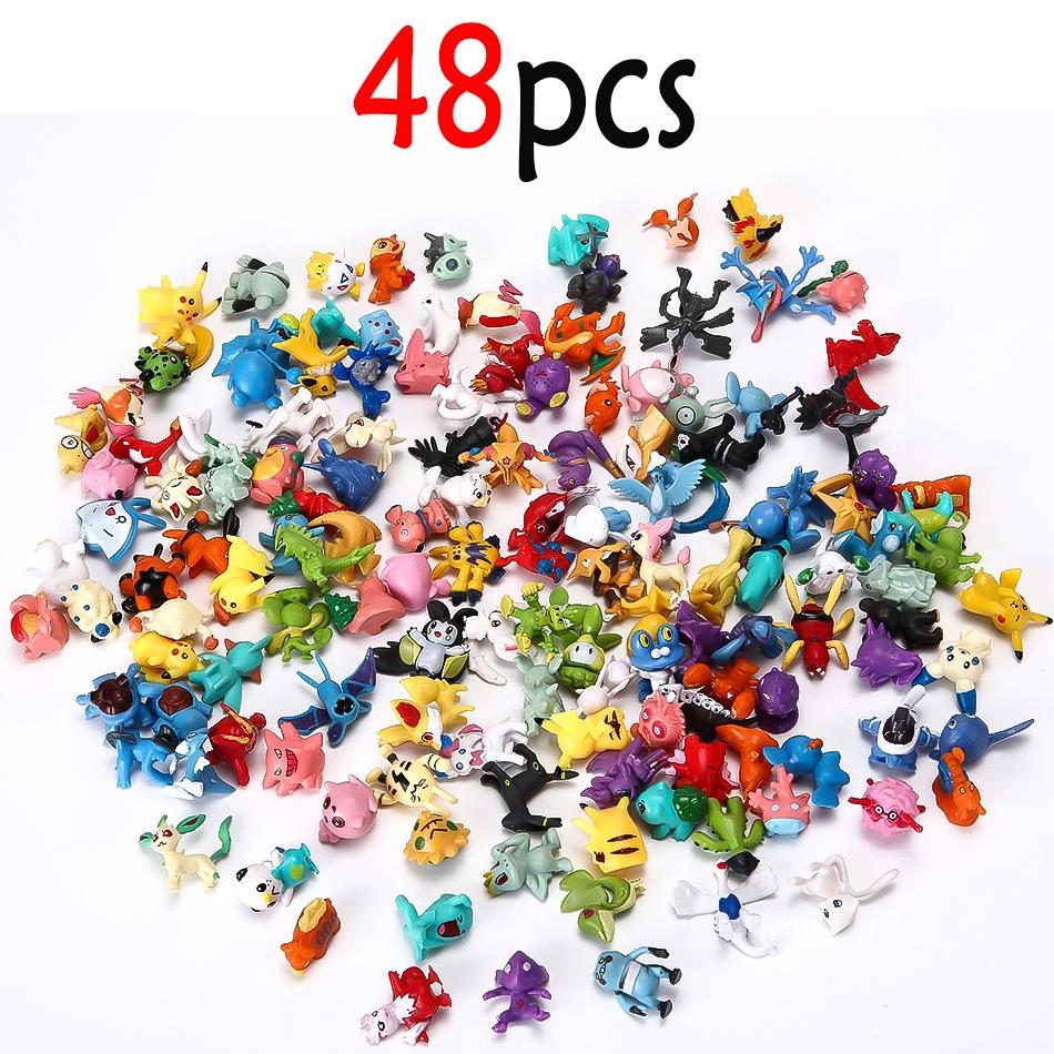 Kids Childrens Toys Toys 144 Pcs/Lot Mini Pokemon Figure Pikachu Scale Ratio Model 2-3cm Kawaii Figurine PVC Dolls 6*24pcs