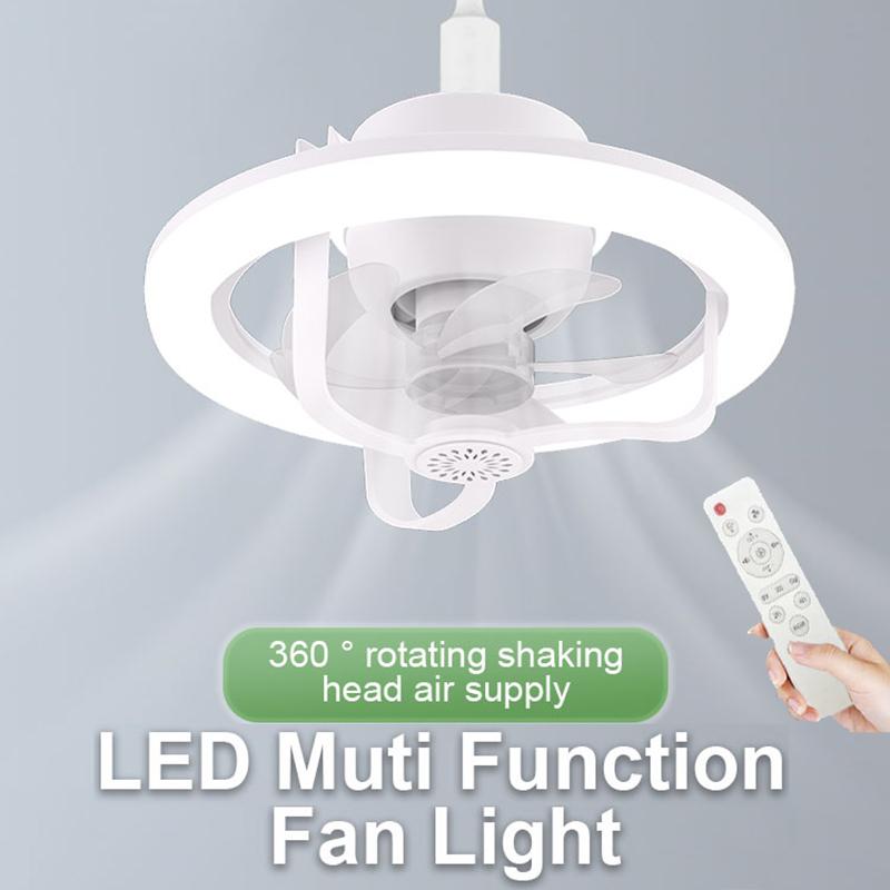 

360°Rotating E27 Ceiling Fan Light with Remote Control RGB Dimmable LED Ventilator Lamp for Home Bedroom Living Room AC85-265V 85-265V