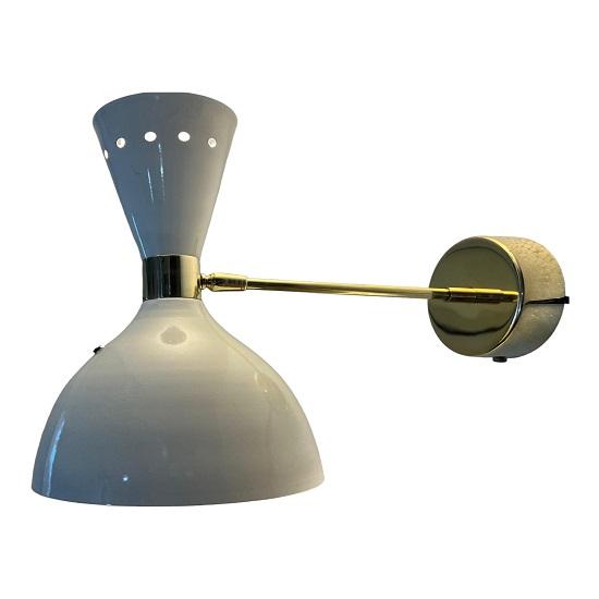 Set of 2 Mid-Century Modern Double White Wall Sconce Plug-in - Vanity, Washbasin, Kitchen, and Bathroom Lighting Fixture - Mirror Wall Decor Sconce