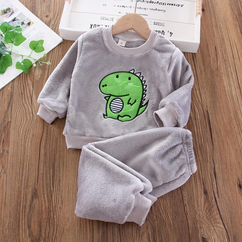 Dětské pyžamo Set Flanel Podzimní a Zimní zesílené Dívčí Domácí Dětské Coral Fleece Baby Pyžamo