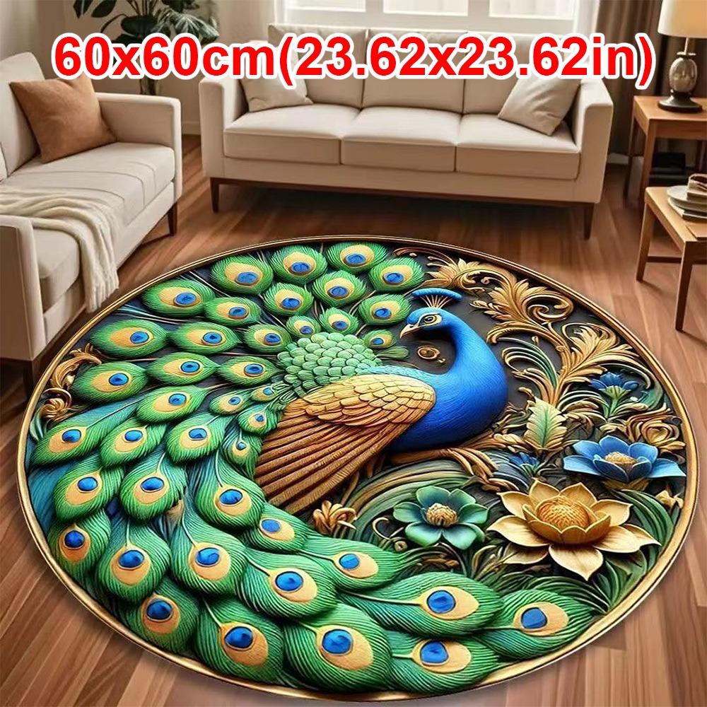 Special-shaped Peacock Carpet Soft Bathroom Floor Mat for Living Room Tea Table Bedside