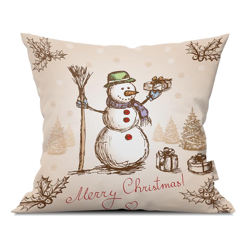 Merry Christmas Pillowcase Cartoon Printing Office Sofa Lumbar Pillow Cover for Home