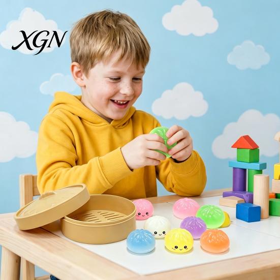 Pinch Stress Reliever Relief Toys Steamed Bun And Steamer Set Decompression TPR Material Toy Soft Durable Anxiety for Adults