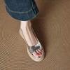 Fashion Women's Round Toe Woven Fish Mouth Slip-On Sandals Summer Outdoor Wear Heightening Platform Sandals Sandalias De Mujer Silver