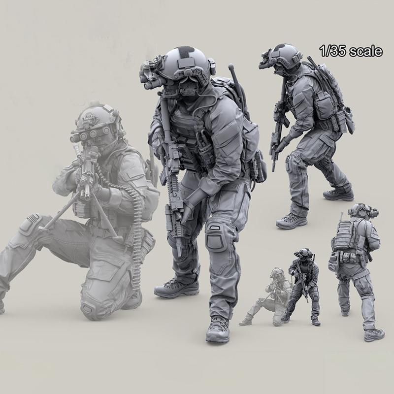 1/35 Resin Model Figure Kits GK  Six People No MotorcycleMilitary Theme Unassembled And Unpainted 136RBL