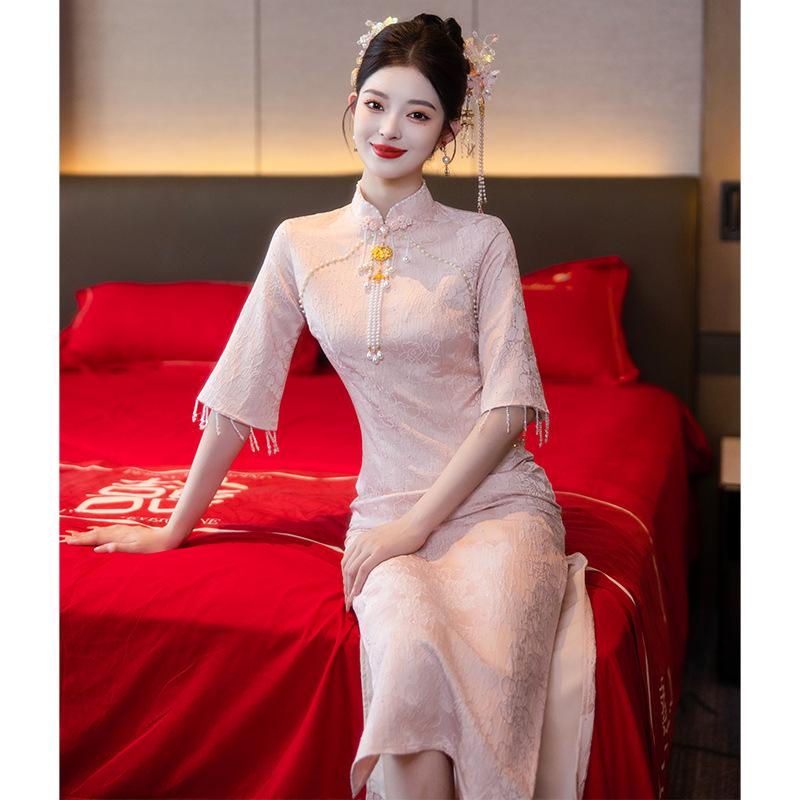 Cheongsam chinezesc roz modern: Rochie de Mireasă, Logodnă și Seară 2025