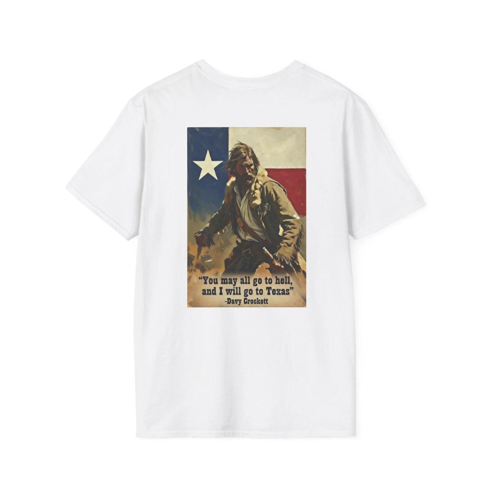

Davy Crockett Western Alamo Texas Cowboy Tee Mens T-shirt 4XL