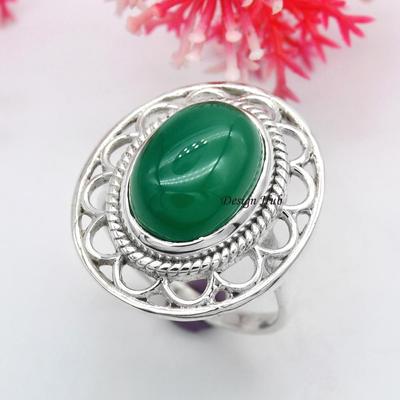 Christmas Sale Green Onyx Gemstone Solid Ring 925 Sterling Silver Fine Jewelry