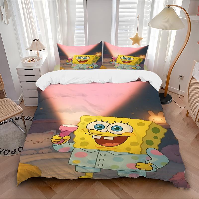 3Pcs Spongebob Pajamas Bedding Sets For All Sizes New 3D Printed Bed Cover Comforter Duvet Cover Pillowcase Bedroom Decoration