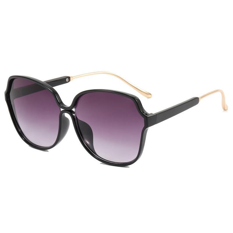 Classic retro leopard print hollow oval large frame sunglasses elegant temperament plain photo thin sunglasses