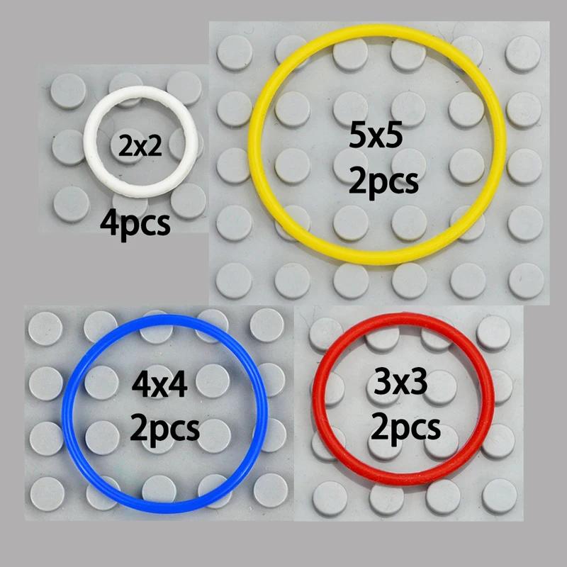 10Pcs 2x2 3x3 4x4 5x5 Rubber Band Belt For Leduo Technic Elastic Cross Section Round Pulley Compatible 85543 85544 85545 85546
