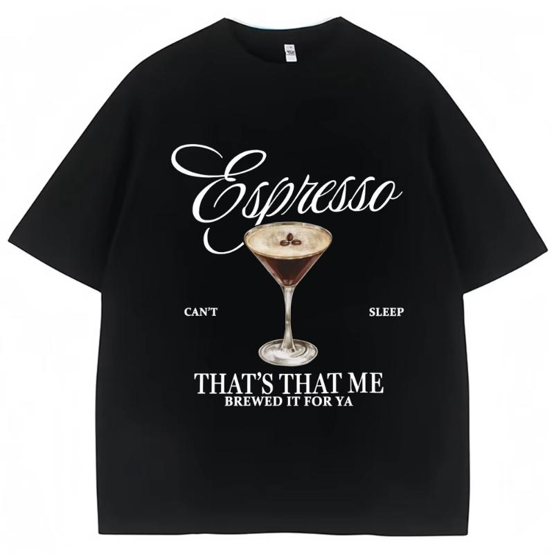 Fashion Sabrina Carpenter Espresso Martini Print T Shirt Aesthetic Unisex Women Tshirts Loose Casual Soft Cotton Tops Streetwear