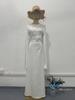 2025 Spring Socialite Slimming Spliced Glass Yarn Long Sleeve Satin Dress