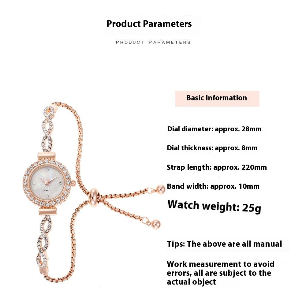 Girls Watch Inlaid with a Large Diamond Ins College Style Dial Decoration Lazy Pull-up Bracelet Watch