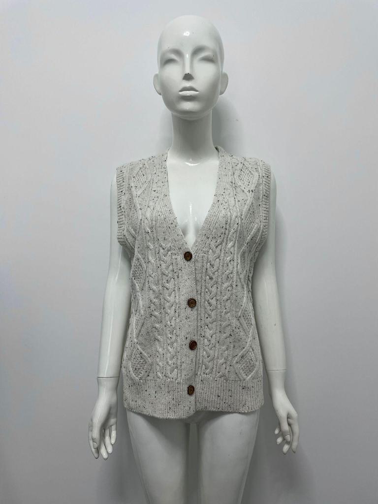 Speckled Dots Retro Diamond Button V-neck Sleeveless Autumn/Winter Women's Cardigan Vest