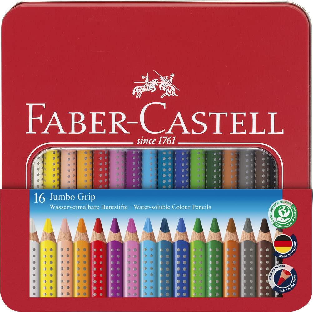 Jumbo Grip Colored Tin Gift 110916 Japanese Faber-Castell Pencils, 16-Color Set, Box, [Authentic Product]