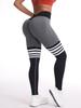 Women's Seamless High-Waisted Striped Peach Lift Yoga Leggings