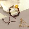 New Chinese Ancient Amber Color Bracelet for Women Ethnic Woven Handmade Rope Chain Beaded Retro Bracelets Gift