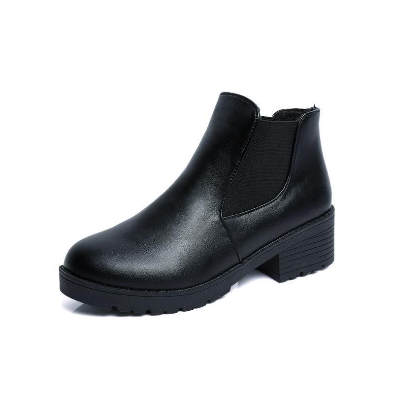 2025 New Boots Low Heel Martin Boots Women Boots Fall and Winter New Fashion Small Leather Shoes Round Head Women's Shoes