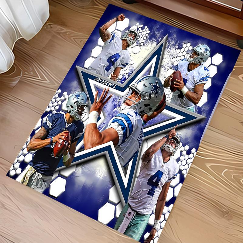 Dallas Cowboys Print Area Rug - Soft, Washable Non-Slip Indoor Mat for Office Chairs, Living Room, Home Office Decorative Rug