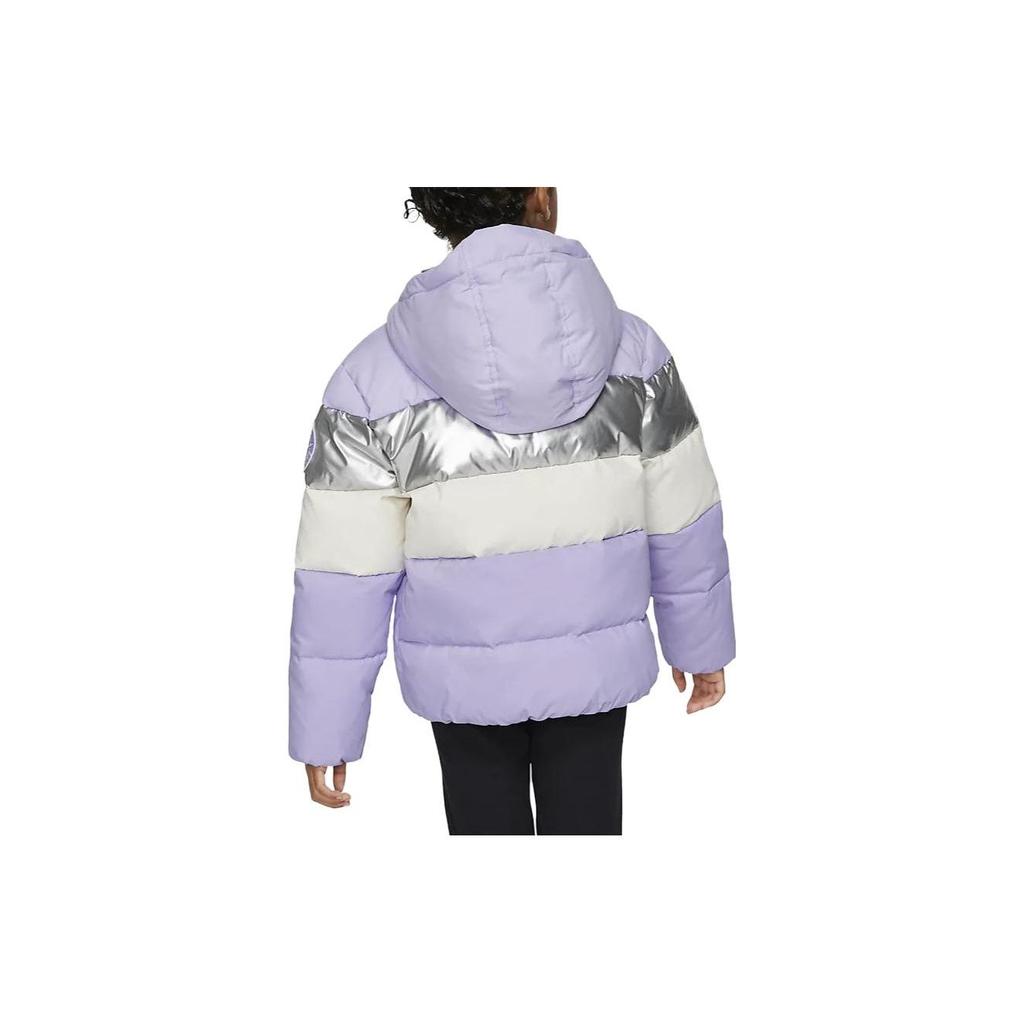Nike Color Block Hooded Zip-Up Casual Down Jacket Kids jackets Lavender-Purple CQ8712-539