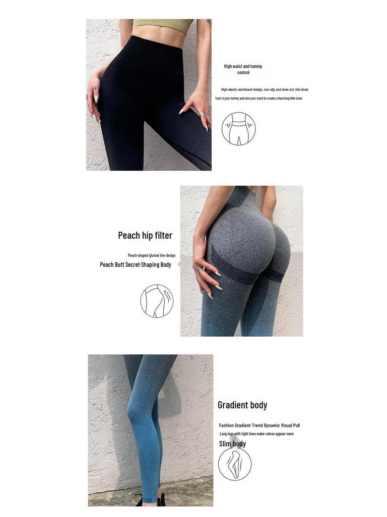 Pantaloni de Yoga cu Talie Înaltă în Culori Gradient pentru Femei - Ridicare Fese & Croială Elastică