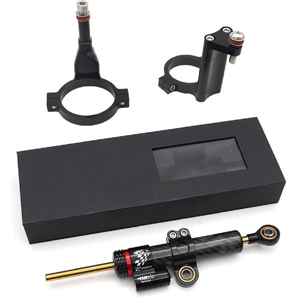 Motorcycle Steering Stabilizer Bracket Damper Stabilizers & Dampeners Kits Compatible with CFMOTO 450SR 450SRS 450SS 2022-2024,CNC Aluminum (Carbon