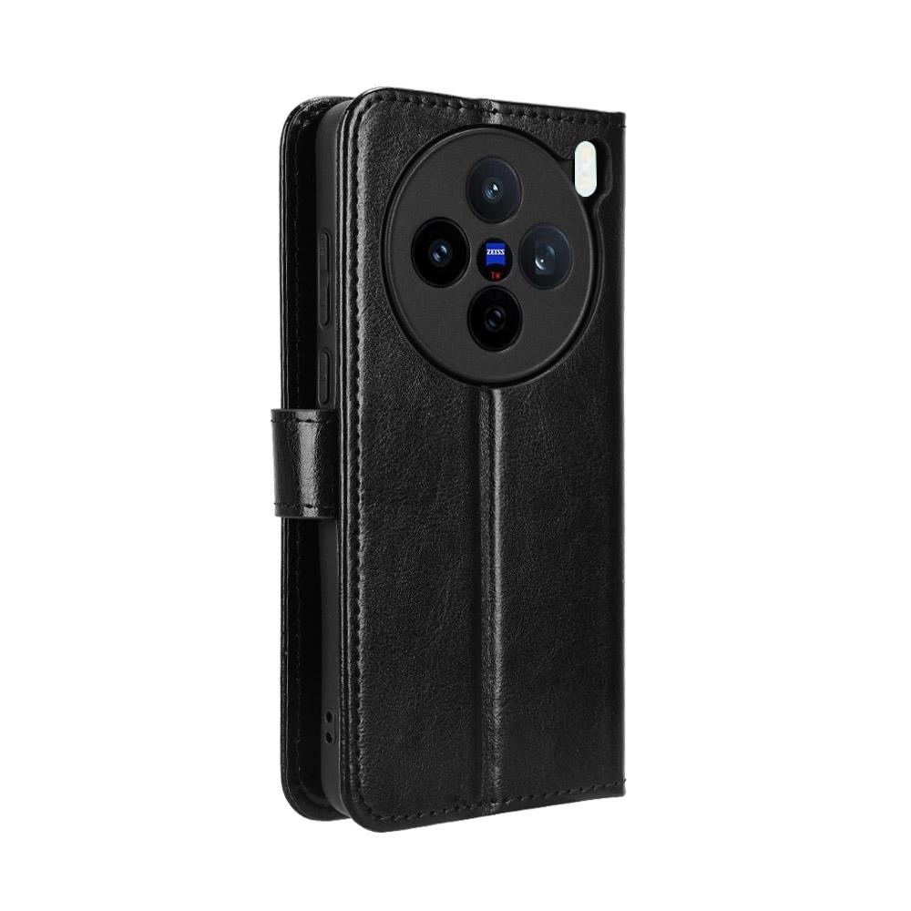 For vivo X200s 5G PU Leather Case with Strap Crazy Horse Texture Phone Wallet Cover