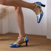 FOREADA Women Two-Piece Pumps Round Toe Thick High Heels Buckle T-Tied Mary Janes Ladies Fashion Shoes Spring Autumn Green 46