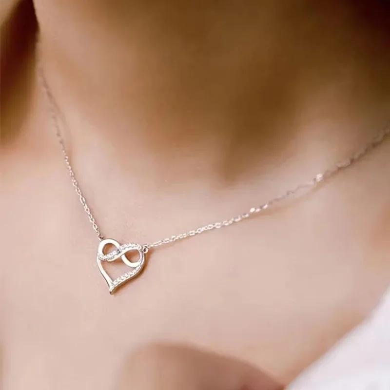 Huitan  Color/Gold Color Classic Simple Design Heart Pendant Necklaces for Women Wedding Party Anniversary Accessories
