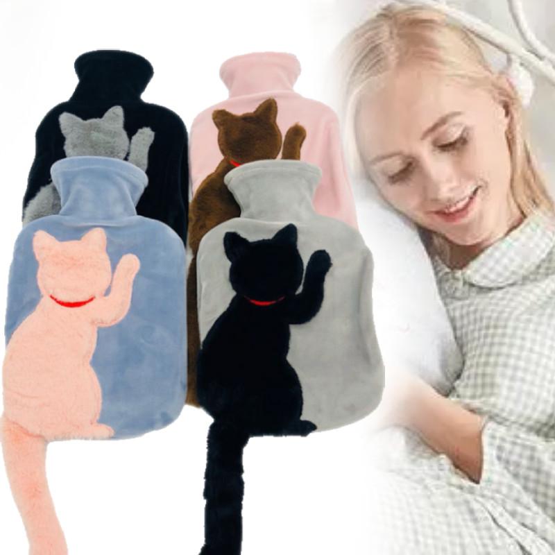 Adorable Plush Cat Design Water Injection Hot Water Bag Soft Durable Pvc Material For Cozy Warmth