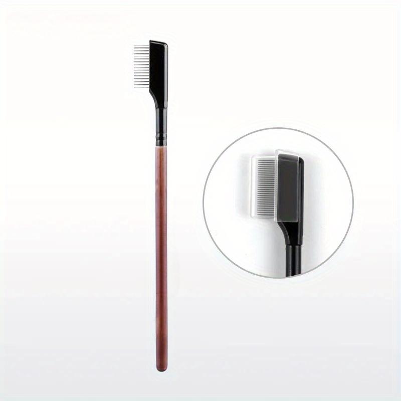 

1 шт., нержавеющая сталь, расческа для бровей, деревянная ручка, двухсторонняя, двойного назначения, кисть для макияжа, расческа для ресниц с чехлом, косметические инструменты коричневый