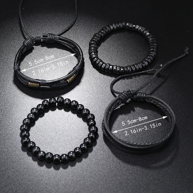ZORCVENS Classic Hand-Woven Leather Bracelet Multilayer Men Bracelets Punk Beads Bangle for Friend Charm Jewelry Gifts